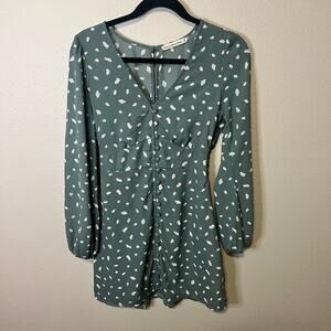 Abercrombie & Fitch Blue and White Long Sleeve V-Neck Dress Size M
